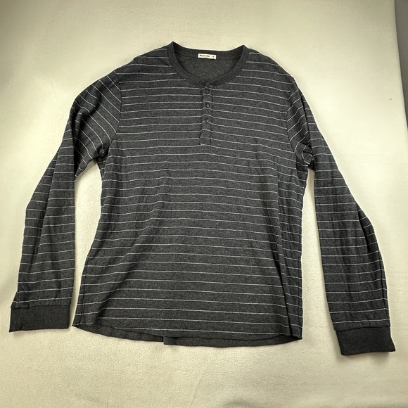 Marine Layer Shirt Mens XL Gray Striped Long Sleeve Henley Stretch Organic - Picture 1 of 10